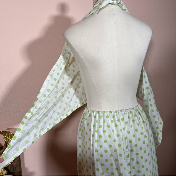 Vintage 60 70 Mod MCM Polka Dot Coquette Girl Cropped Top Maxi Skirt Set Dress - Picture 8 of 17